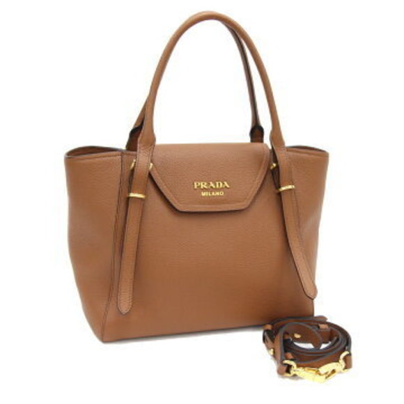 Prada Handbag Brown Leather Shoulder Bag - Picture 1 of 5